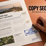 Copy SEO con IA representado como una página revisada y lista para medir
