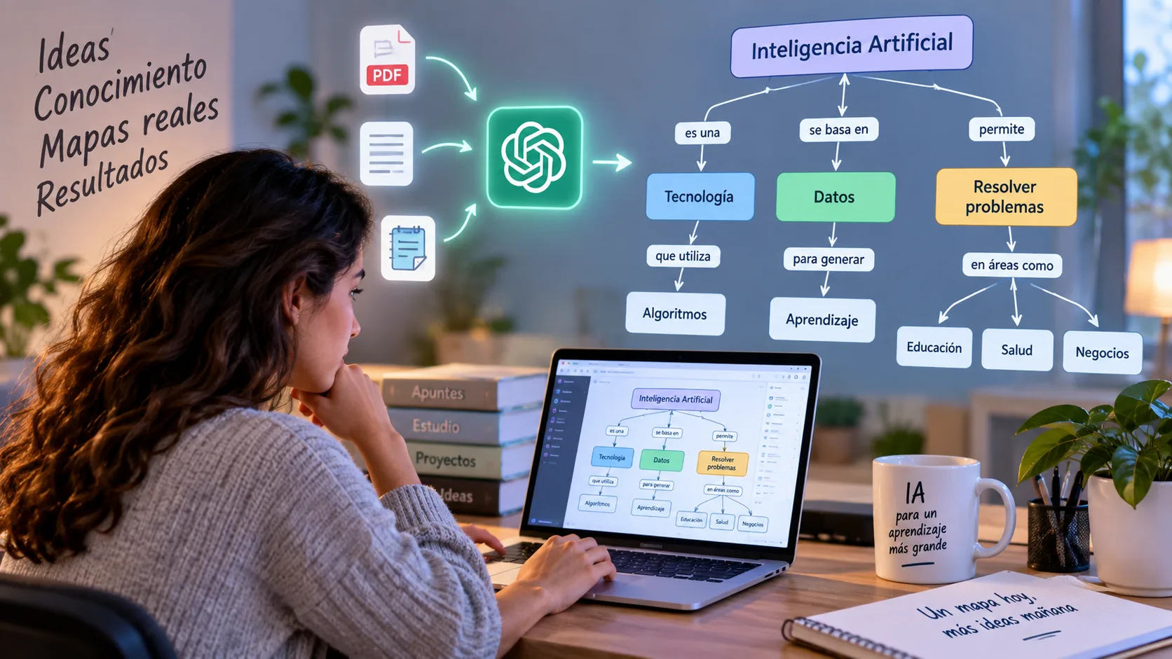 Crear mapas conceptuales con IA desde texto, apuntes o PDF