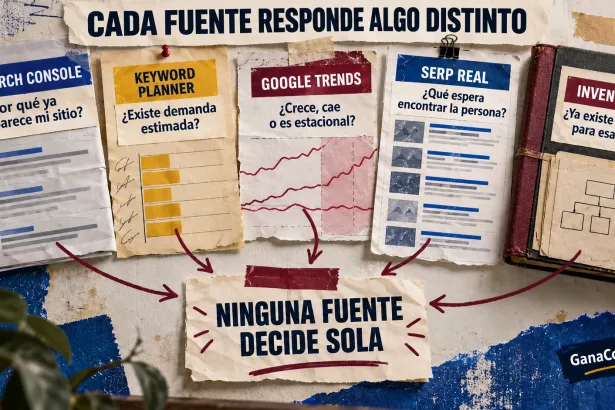 Consultas de búsqueda transformadas en decisiones de keyword research mediante demanda, intención y cobertura