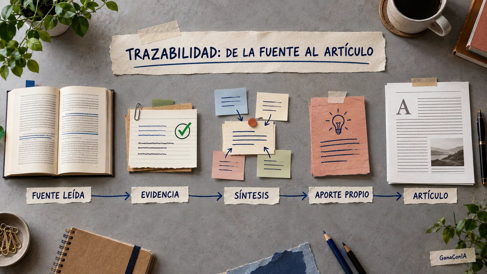 Flujo de trazabilidad desde la fuente leída hasta el artículo